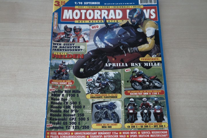 Deckblatt Motorrad News (09/1998)